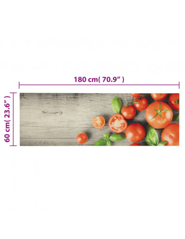 Tappeto da Cucina Lavabile Pomodori 60x180 cm in Velluto