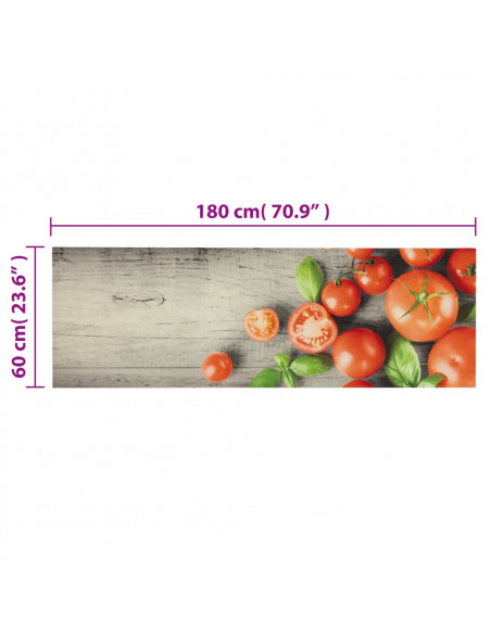 Tappeto da Cucina Lavabile Pomodori 60x180 cm in Velluto