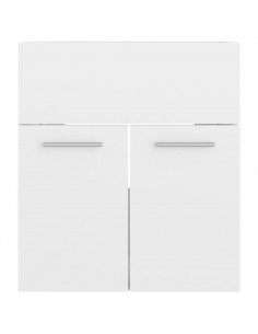 Set Mobili da Bagno Bianco Lucido in Legno Multistrato 2