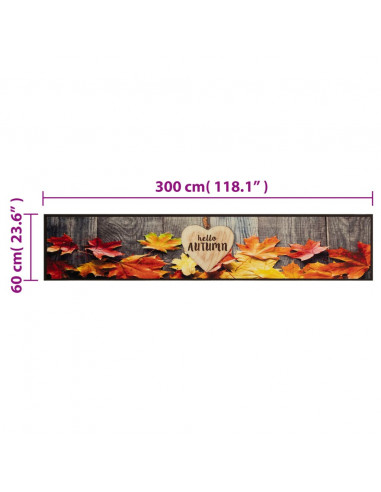 Tappeto da Cucina Lavabile Autunno 60x300 cm in Velluto