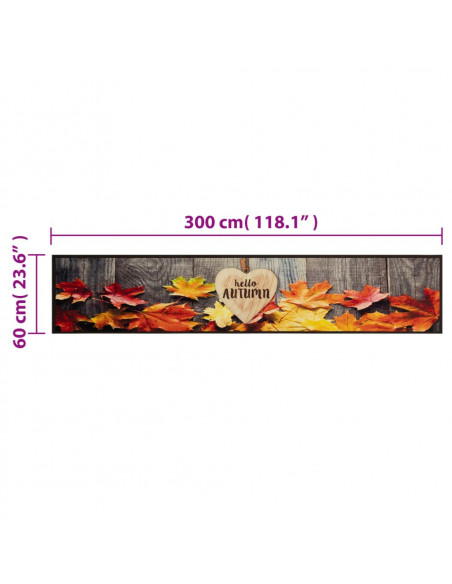 Tappeto da Cucina Lavabile Autunno 60x300 cm in Velluto