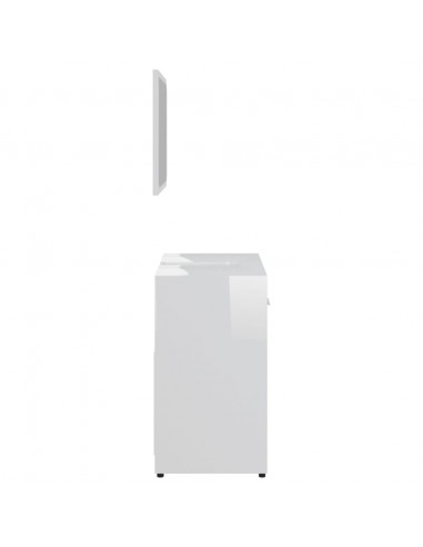 Set Mobili da Bagno Bianco Lucido in Legno Multistrato