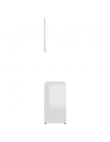 Set Mobili da Bagno Bianco Lucido in Legno Multistrato