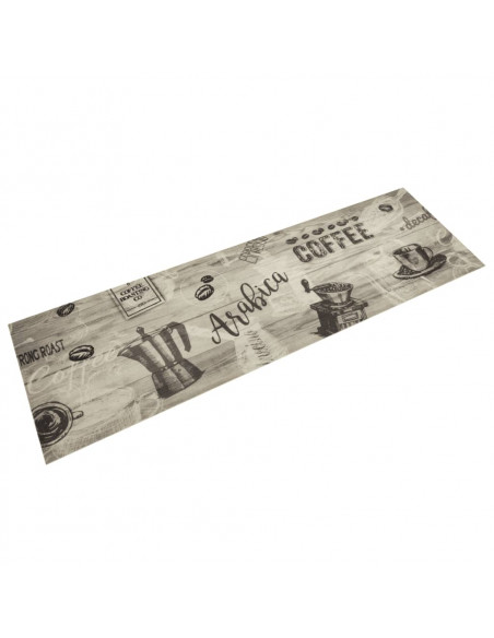 Tappeto da Cucina Lavabile Grigio Caffè 45x150 cm in Velluto