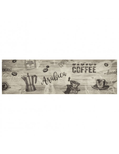 Tappeto da Cucina Lavabile Grigio Caffè 45x150 cm in Velluto