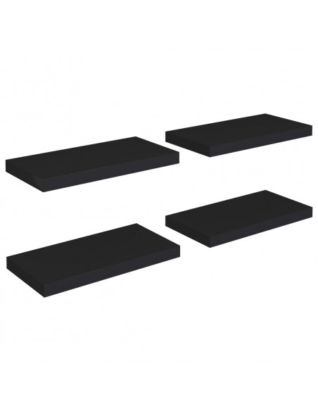 Scaffali a Parete 4 pz Neri 50x23x3,8 cm in MDF