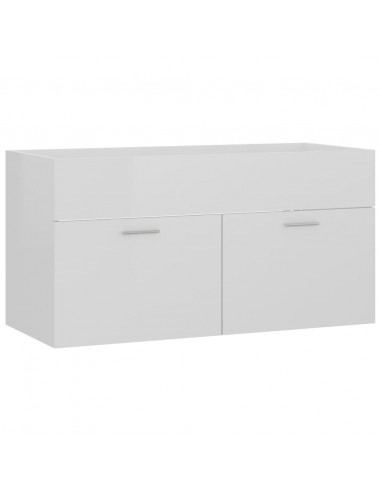 Set Mobili da Bagno Bianco Lucido in Truciolato