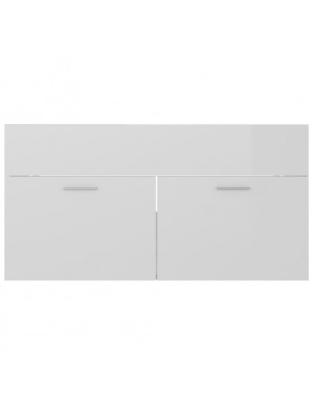 Set Mobili da Bagno Bianco Lucido in Truciolato