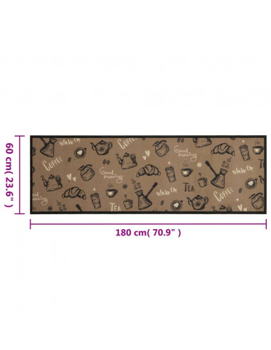 Tappeto da Cucina Lavabile Marrone Mattutino 60x180 cm Velluto