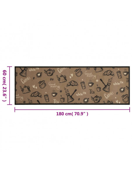 Tappeto da Cucina Lavabile Marrone Mattutino 60x180 cm Velluto