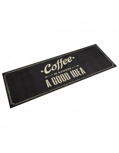 Tappeto da Cucina Lavabile Testo Caffè 60x180 cm in Velluto
