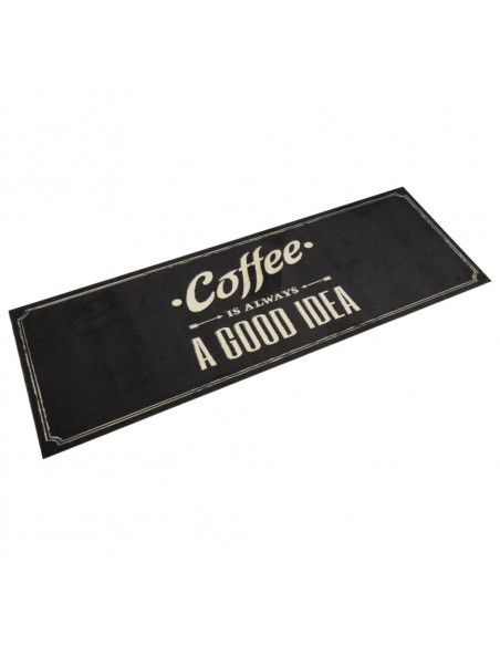 Tappeto da Cucina Lavabile Testo Caffè 60x180 cm in Velluto