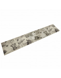 Tappeto da Cucina Lavabile Grigio Caffè 60x300 cm in Velluto
