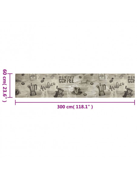 Tappeto da Cucina Lavabile Grigio Caffè 60x300 cm in Velluto