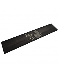 Tappeto da Cucina Lavabile Nero Tazza 60x300 cm in Velluto