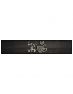 Tappeto da Cucina Lavabile Nero Tazza 60x300 cm in Velluto 2