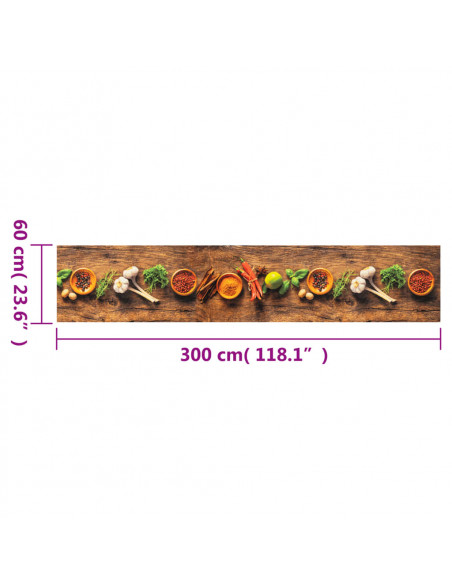 Tappeto da Cucina Lavabile Spezie 60x300 cm Velluto