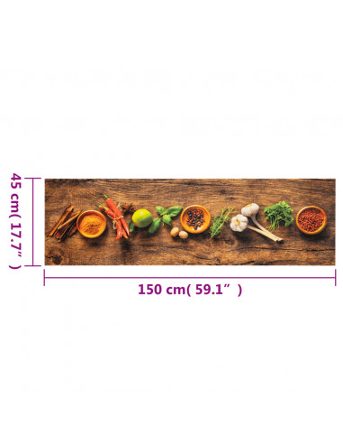 Tappeto da Cucina Lavabile Spezie 45x150 cm Velluto