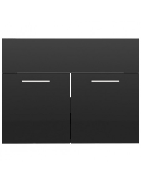 Set Mobili da Bagno Nero Lucido in Truciolato