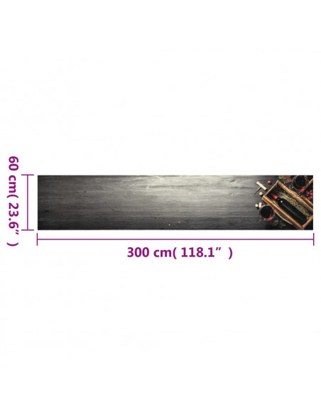 Tappeto da Cucina Lavabile Bottiglia Vino 60x300 cm in Velluto