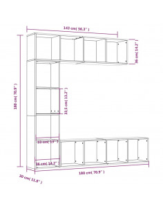 Set Mobili Libreria / Porta TV 3 pz Grigio Sonoma 180x30x180 cm 2
