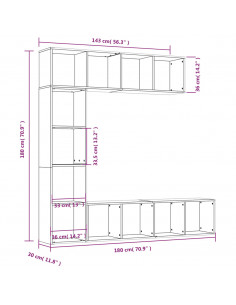 Set Mobili Libreria / Porta TV 3 pz Rovere Fumo 180x30x180 cm 2