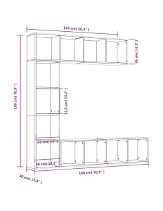 Set Mobili Libreria / Porta TV 3pz Rovere Marrone 180x30x180 cm 2