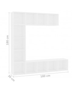 Set Mobili Libreria/Porta TV 3 pz Bianco 180x30x180 cm