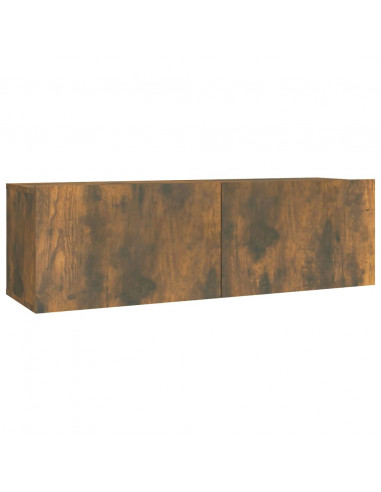 Set Mobili Porta TV 2 pz Rovere Fumo in Legno Multistrato