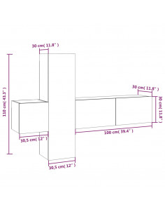 Set Mobili Porta TV 3 pz Grigio Sonoma in Legno Multistrato