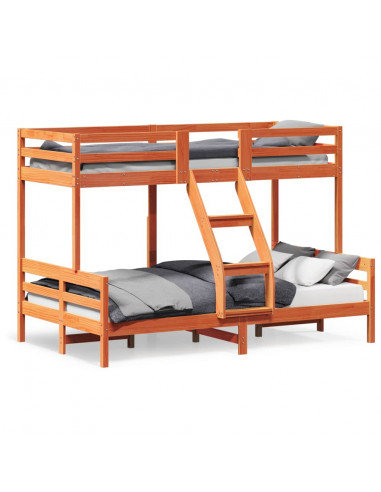 Letto a Castello 80x200/120x200 cm Marrone Cera Massello Pino