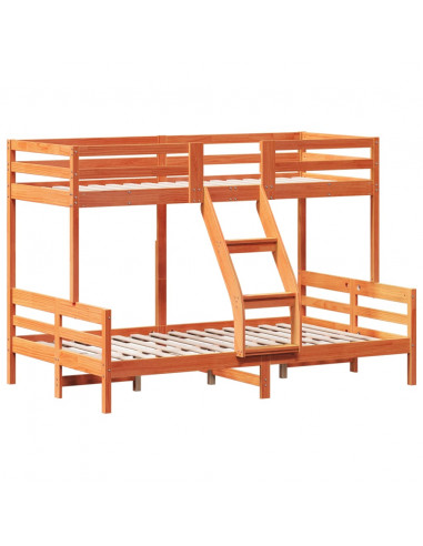 Letto a Castello 80x200/120x200 cm Marrone Cera Massello Pino