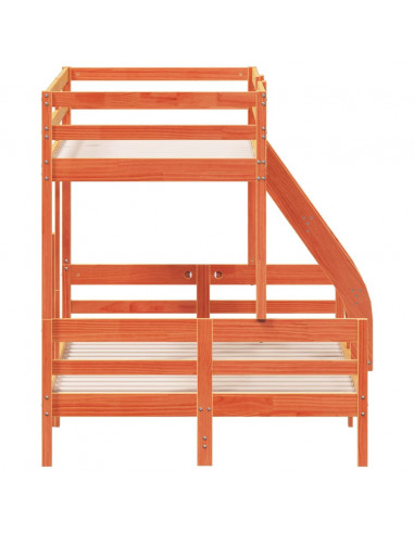 Letto a Castello 80x200/120x200 cm Marrone Cera Massello Pino