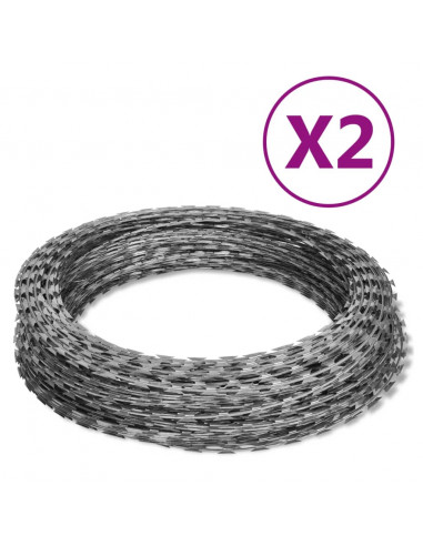 Rulli Filo Spinato 2 pz Elicoidale in Acciaio Zincato 60 m
