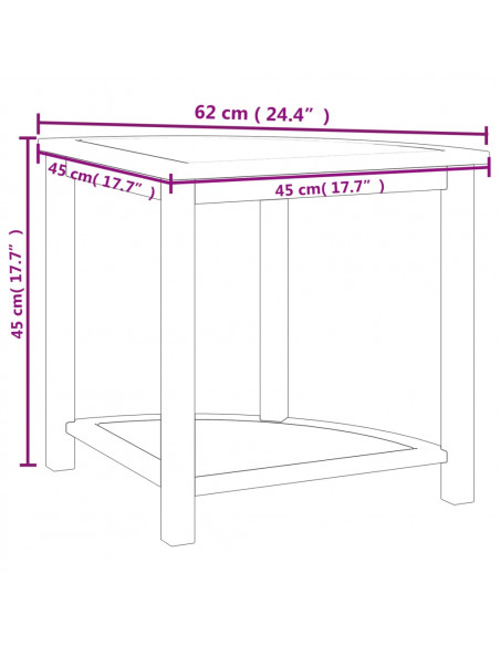 Tavolino da Bagno 45x45x45 cm in Legno Massello di Teak