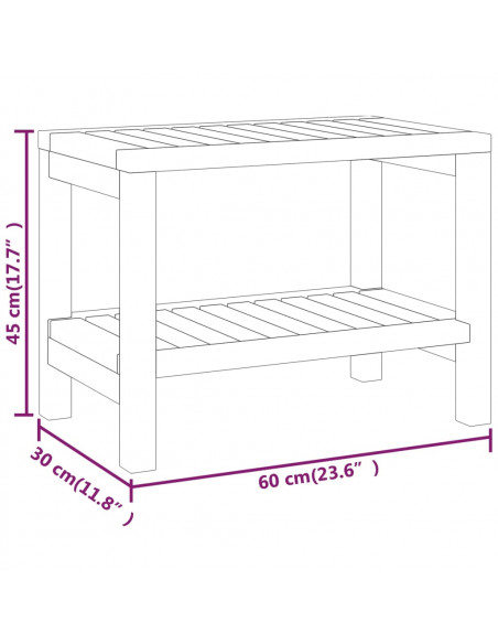 Tavolino da Bagno 60x30x45 cm in Legno Massello di Teak