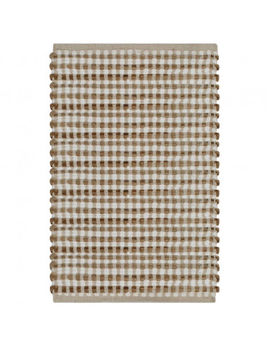 Set Tappeti in Iuta Intrecciati a Mano Naturale e Bianco