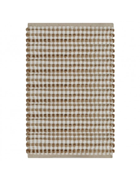 Set Tappeti in Iuta Intrecciati a Mano Naturale e Bianco