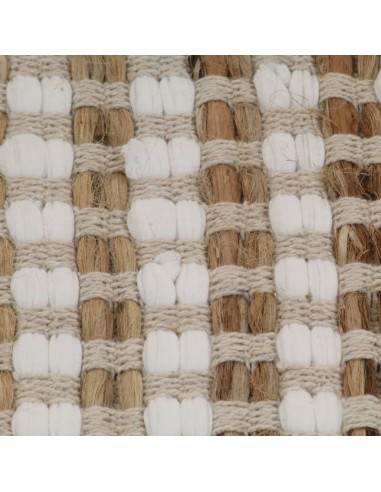 Set Tappeti in Iuta Intrecciati a Mano Naturale e Bianco