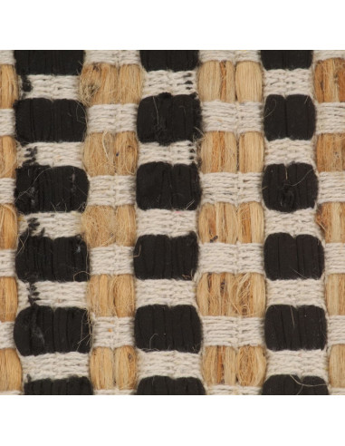 Set Tappeti in Iuta Intrecciati a Mano Naturale e Nero