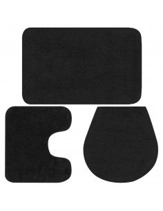Set Tappetini per Bagno 3 pz in Tessuto Antracite