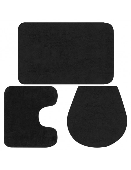 Set Tappetini per Bagno 3 pz in Tessuto Antracite