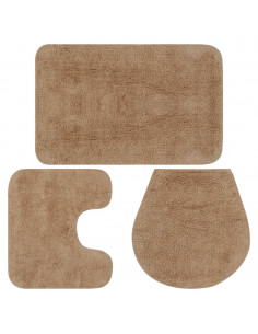 Set Tappetini per Bagno 3 pz in Tessuto Beige