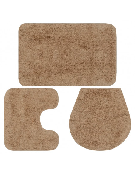 Set Tappetini per Bagno 3 pz in Tessuto Beige
