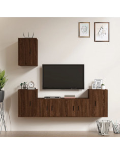 Set Mobili Porta TV 5 pz Rovere Marrone in Legno Multistrato 2