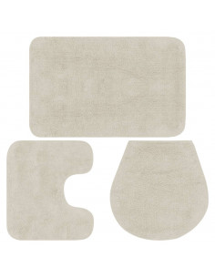 Set Tappetini per Bagno 3 pz in Tessuto Bianco