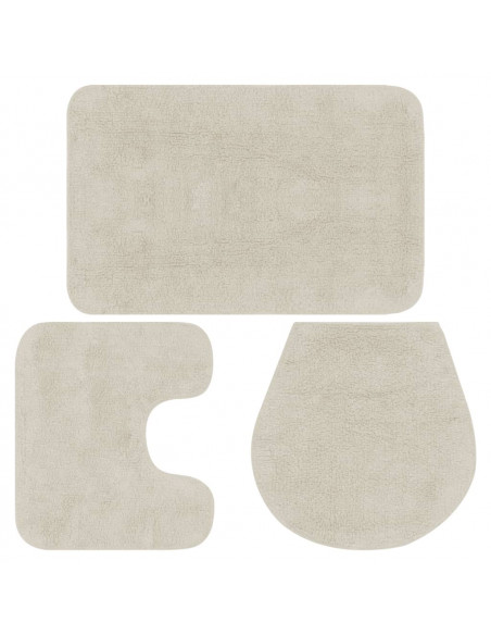 Set Tappetini per Bagno 3 pz in Tessuto Bianco