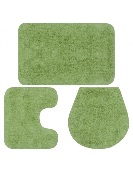 Set Tappetini per Bagno 3 pz in Tessuto Verde