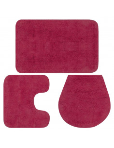 Set Tappetini per Bagno 3 pz in Tessuto Fucsia