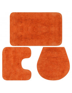 Set Tappetini per Bagno 3 pz in Tessuto Arancione